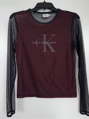Vintage Calvin Klein Mesh Long-Sleeve Top